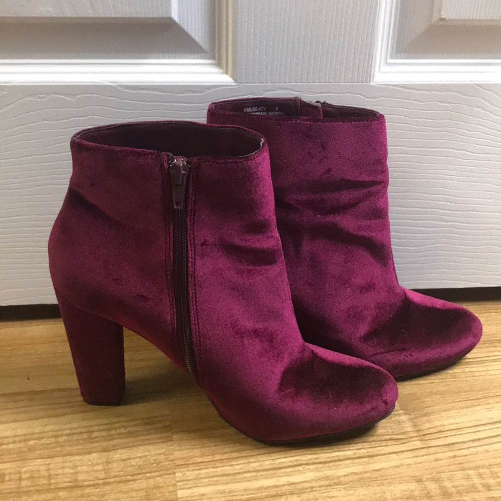 Pink velvet boots